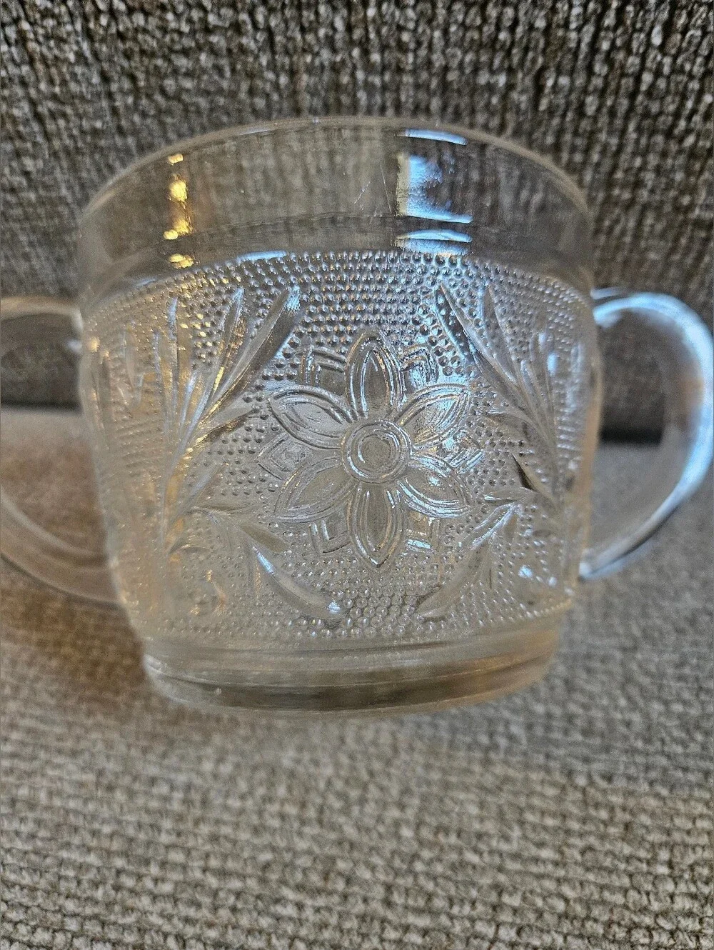Vintage Anchor Hocking Sandwich Clear Pattern Open Sugar Bowl